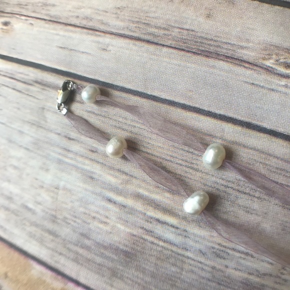 Genuine Pearl Ribbon Necklace - Picture 3 of 3